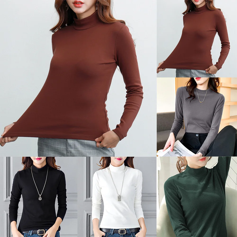 Comfortable Comfy New Stylish Fashion Womens Tops Womens Underwears Daily Turtleneck Warm Base Casual Layer Shirts - Image 4