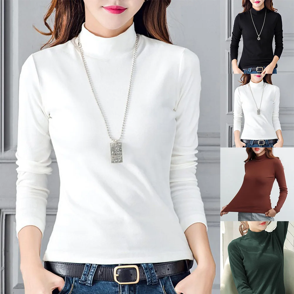 Comfortable Comfy New Stylish Fashion Womens Tops Womens Underwears Daily Turtleneck Warm Base Casual Layer Shirts - Image 3