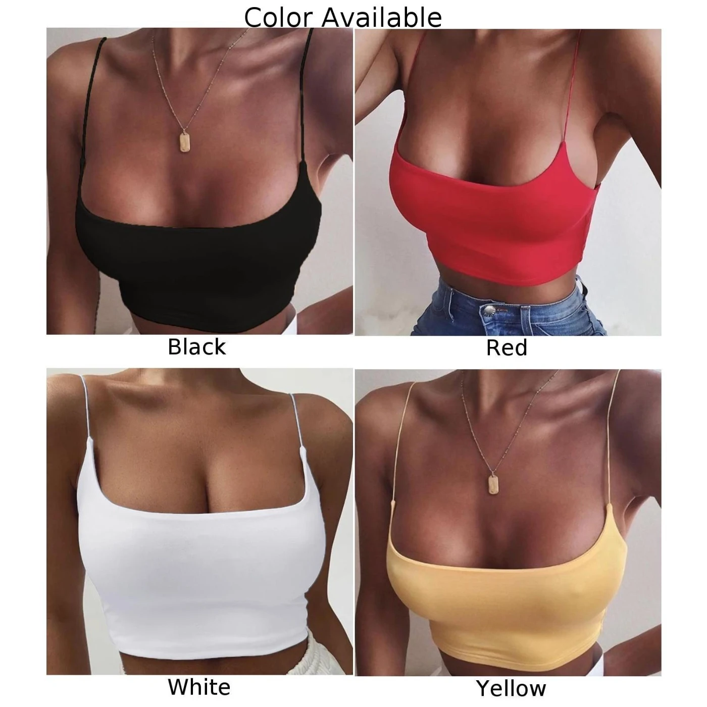 Crop Tops Womens Vest Breathable Camisole Elastic Low Back Plus Size Sexy Slim Fit Solid Color Spaghetti Strap - Image 2